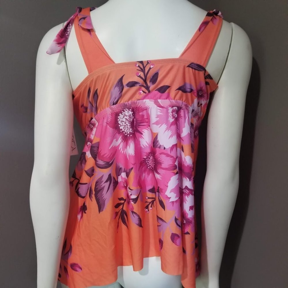 Becca Etc Plus Size in Full Bloom Printed Tankini Top 0X - Picture 3 of 10